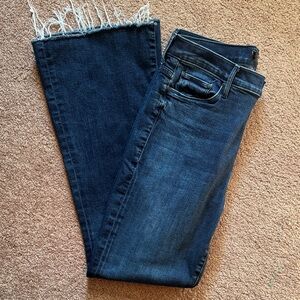 EUC MOTHER Dark Blue Boot Cut Jeans size 32 The Weekender Fray